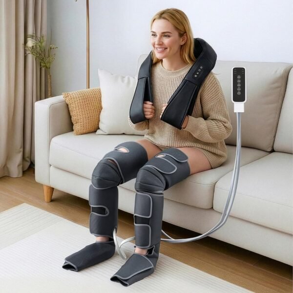 Electric Leg Foot Massager Air Wrap with Shiatsu Neck Heating Kit | Combines leg, foot and neck massage with heating function, suited for home relaxation and daily comfort