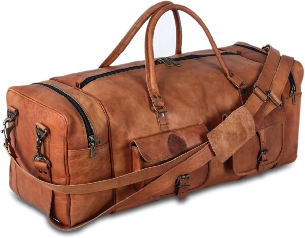 Passion Leather Leather Duffel Bag 32 Inch Large Travel Bag Gym Sports Overnight Weekender Bag (32 inch)