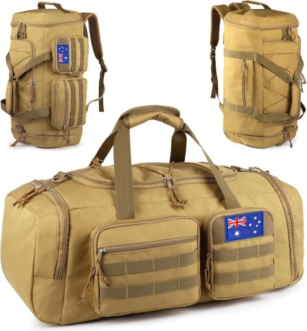 Gym Bag for Men,70L Large 3-in-1 Sports Duffle Bag Travel | Water Resistant,Adjustable Shoulder Strap,MOLLE Weekender Overnight Bag with Shoes Compartment,Gym Backpack for Gym,Travel