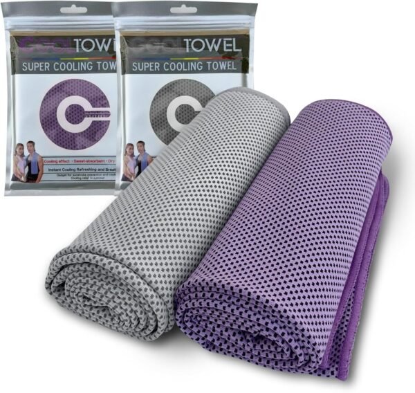 Cooling Towel, 2 Pack Microfiber Chilly Cooling Towel for Neck and Face, 39.37 x 11.81 Inch