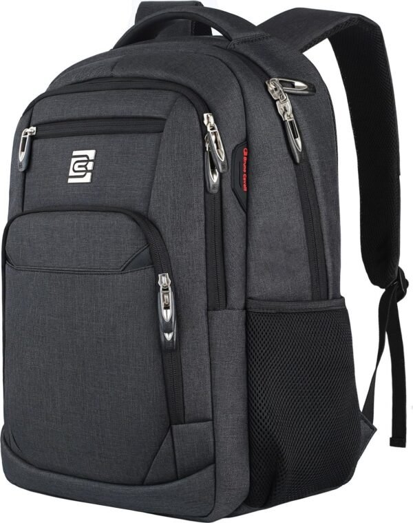 Backpack,Business Travel Anti Theft Slim Durable Laptops Backpack with USB Charging Port,Water Resistant College School Computer Bag for Women & Men Fits 15.6 Inch and Notebook - Black