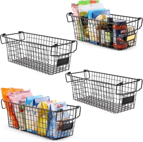 Storage Basket & Bins, Kitchen Storage & Organisation, Pantry Storage Large Stackable Wire Basket Fruit Basket 4 Packs, Home Storage & Organisation